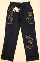 Johnny Was Embroidered Cargo Comfort Stretch Jeans Size-37 True Indigo - £133.71 GBP