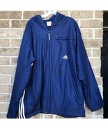 adidas Classic Blue Hooded Wind Jacket XL Men&#39;s Rain resistant - £18.57 GBP