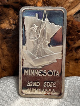 The Hamilton Mint .999 Sterling Silver One Troy Ounce Minnesota State Ingot - $79.95