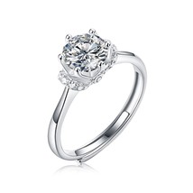 1 Carat Certified Moissanite  Rose Flower 925 Silver Adjustable Engagement Ring - £91.15 GBP