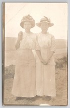 RPPC Two Lovely Edwardian Ladies Hats And White Dresses c1910  Postcard M27 - £6.68 GBP