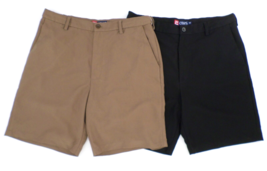 Lot of 2 Chaps Men&#39;s Casual Walking Shorts 33 One Black One Brown 100% Polyester - £12.72 GBP