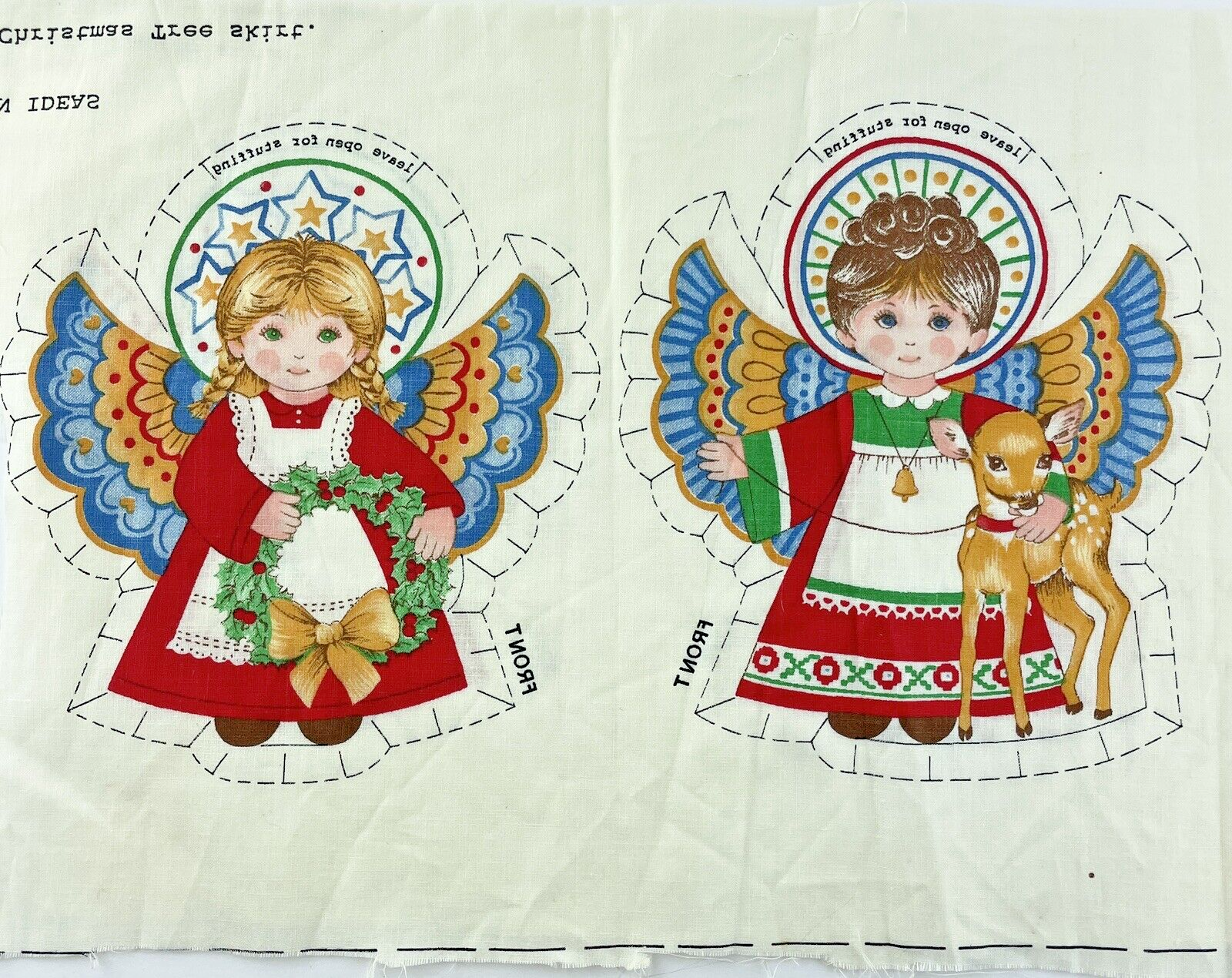 Fabric Craft Project  2 Angel Ornaments  1 Christmas Tree and 1 Sleigh Pillow Item image 2