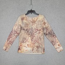 Xcit USA Women&#39;s Shirt Long Sleeve Floral Rhinestone XL USA - £10.51 GBP