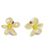 Vtg 60s 70s Clip On Light Yellow Enamel Flower Earring Mod Daisy Retro 1.5&quot; - €17,14 EUR