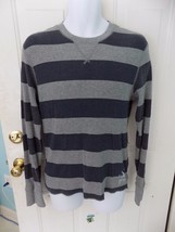 American Eagle Blue/Gray Striped Henley Pullover Shirt Size M Men&#39;s EUC - £14.30 GBP