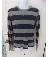 American Eagle Blue/Gray Striped Henley Pullover Shirt Size M Men&#39;s EUC - £17.75 GBP