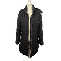 Eddie Bauer Coat Womens Large Black Down Puffer Hooded Long Quilted Parka - $94.99