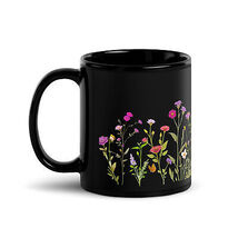 Black Glossy Mug 11oz, 15oz floral pattern #1 contender for favorite cup... - $20.00+