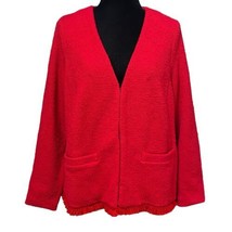 Talbots Red Wool Trim Tweed Blazer Jacket Hook Eye Closure Petite Size XP - £47.83 GBP