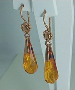Vintage Earrings Baltic Amber Sunny Stone Soviet jewelry USSR Gold 14K 5... - $708.12 CAD