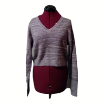 BP Sweater Grey Dark Heather Women Size Small V Neck Crop - £21.34 GBP