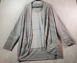 Liz Claiborne Cardigan Sweater Womens 2XL Polyester Gray Long Sleeve Open Front - $18.04