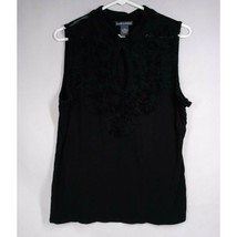 Chelsea &amp; Theodore Women&#39;s  Black Ruffle Floral Sleeveless Blouse Size XL - £15.20 GBP