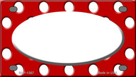 White Red Polka Dot Center Oval Novelty Mini Metal License Plate Tag - £12.02 GBP