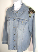 Chicos Embellished Floral Beads/Sequins Denim Jacket Size 4(20-22) - £35.00 GBP