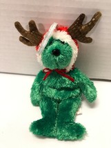 TY 2002 Christmas 6&quot;  JINGLE BEANIES In Green Bear Plush Ornament - $4.95