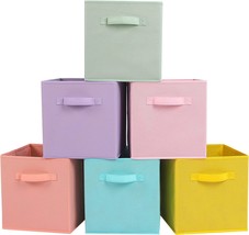 Cyan, Green, Yellow, Purple, Pink, And Peachpuff Stero Fabric Storage Bins 6 - £28.74 GBP