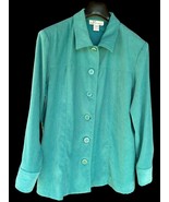 Dressbarn Faux Suede Green Western Shirt Women&#39;s 1X - Polyester/Spandex ... - $34.43 CAD