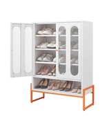 Modern White Metal Double Door Adjustable Mesh Shoe Cabinet - $2,654.11 MXN
