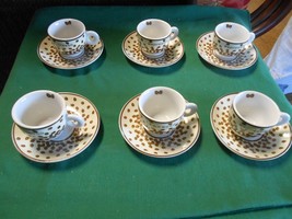 Great DEMITASSE &quot;Coffee bean&quot; design Set....6 Cups and Saucers - £8.85 GBP