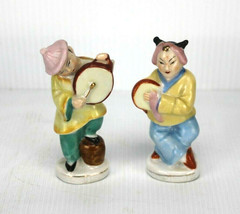 Vtg Pair Of Occupied Japan Hand Painted Porcelain Musician Man &amp; Woman Figurines - £21.53 GBP