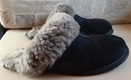 UGG Slippers Black Grey Womens Size 6 Scuffette Slip On Shearling (BX) - £27.39 GBP