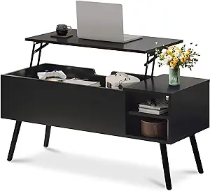 Coffee Table Lift Top - Black Coffee Table With Lifting Top And Hide Com... - £167.13 GBP