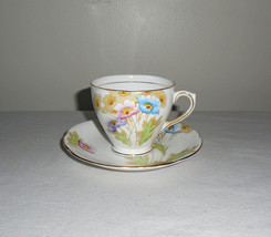 Royal Mayfair Teacup and Saucer Poppy Flowers English China - £15.26 GBP