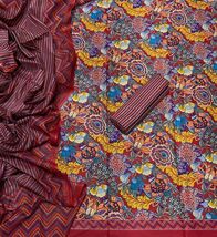 Unstitched Indian Suits, Pure Hand Bandhej Cotton Suit Set For Women &amp; G... - $55.00