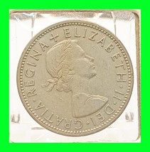 1955 Two Shillings U.K. Coin FiD:DEF Dei-Gratia Regina + Elizabeth II VF - $14.84