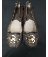 Michael Kors Fulton Brown Leather Signature Ballet Flats Loafers Shoes S... - $27.07