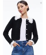 NEW AUTHENTIC Alice Olivia NOELLA EMBELLISHED COLLARED CARDIGAN $595 - $155.00