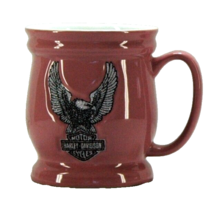 HARLEY-DAVIDSON MOTORCYCLES MUG CUP 12oz PINK 3D LOGO CRUSHED GLASS EAGLE - $15.57