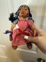 vintage handpainted oil cloth mexican folk art doll - $4.99