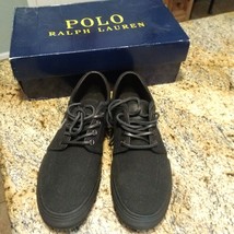 Polo Ralph Lauren Men&#39;s Canvas Faxon Low-Top Sneakers Shoes Black Size 1... - £50.60 GBP