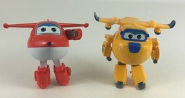 Super Wings Transforming Donnie Airplane Jett Plane Robot Vehicle 2pc Lot Toy - £15.53 GBP