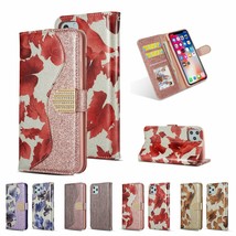 Fr iPhone 11 Pro Max XS XR 8 7 Glitter Bling Leather Flip Wallet Card Case Cover - £54.52 GBP