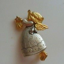 Signed Danecraft Two-tone Angel Brooch/Pin Holding a Star - £7.40 GBP