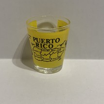 Vintage Souvenir Puerto Rico Shot Glass Yellow Sugar Cane Sentey Box Cock Fight - £3.98 GBP