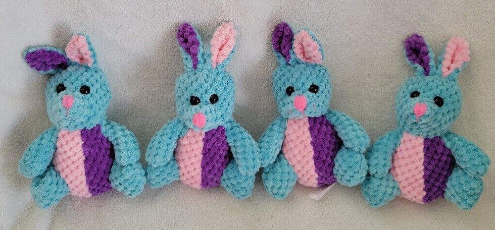 Easter Pastel Patchwork Honeycomb Stuffed Bunnies - Blue - $2.00