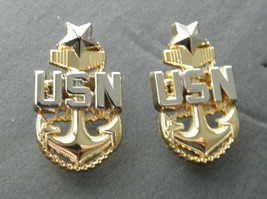 NAVY CHIEF SENIOR PETTY OFFICER LAPEL PIN SET OF TWO PINS 1.1 INCHES - $9.54