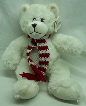 Wishpets Candy Cane White Teddy Bear W/ Scarf 11&quot; Plush Stuffed Animal - $18.32