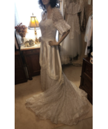 JC Penny Vintage Sz 11/12 White Satin &amp; lace Wedding Dress Bridal Gown I... - £97.78 GBP