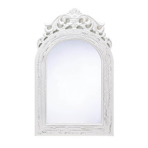 Arched-Top White Wood Wall Mirror - £25.32 GBP