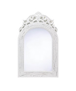 Arched-Top White Wood Wall Mirror - £25.47 GBP