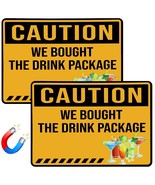 2 Pcs Large Caution Cruise Door Magnets We Bought The Drink Package Sign... - £12.57 GBP