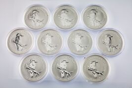 Lot of 10 2005 Australian Silver 1oz Kookaburra (BU Condition) in Capsules - $1,154.36
