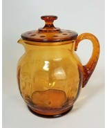 1930s Cambridge or Paden City Amber Glass Wheel Cut Floral Pitcher Reede... - £37.35 GBP