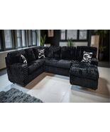 Corsham Large U-Shape Sectional in Black Thick Stripe Fabric - $1,899.00
